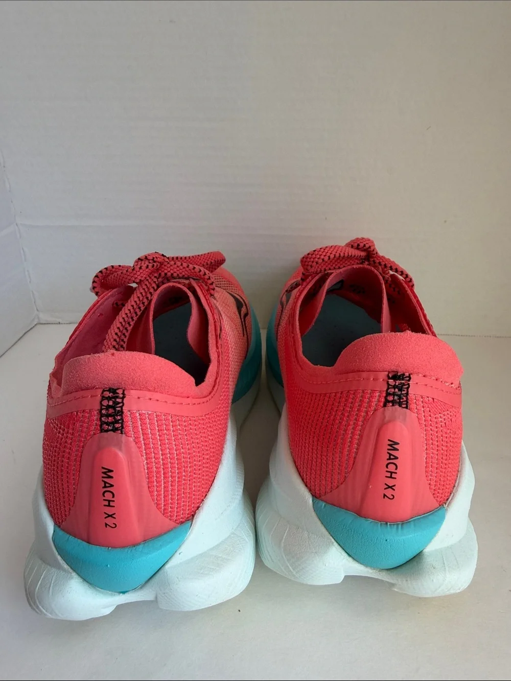 HOKA Mach X 2 Grapefruit Electric Coral Running Shoes - Women's Size 8.5